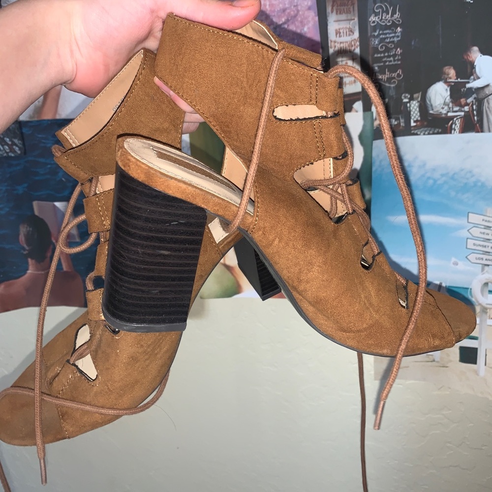 Cute F21 Brown Lace up Heels